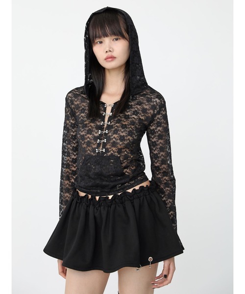 Heart Tattoo(ハートタトゥー)の「lace chain hoodie / レースチェーンフーディ(パーカー・レディース・ホワイト/ブラック・FREE)」の9枚目の写真