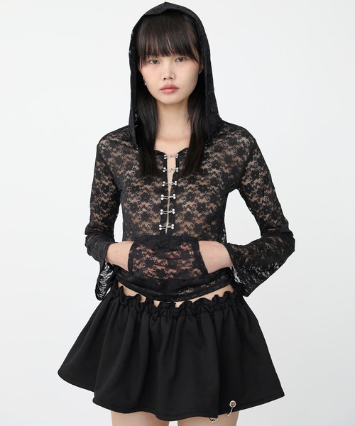 Heart Tattoo(ハートタトゥー)の「lace chain hoodie / レースチェーンフーディ(パーカー・レディース・ホワイト/ブラック・FREE)」の10枚目の写真