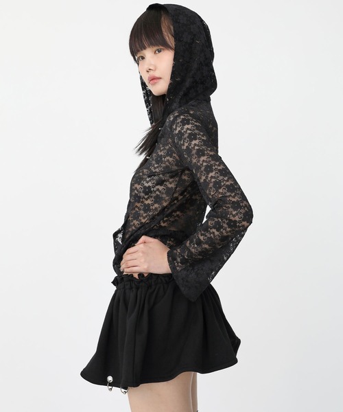 Heart Tattoo(ハートタトゥー)の「lace chain hoodie / レースチェーンフーディ(パーカー・レディース・ホワイト/ブラック・FREE)」の14枚目の写真