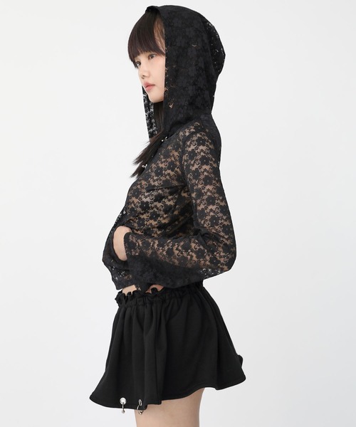 Heart Tattoo(ハートタトゥー)の「lace chain hoodie / レースチェーンフーディ(パーカー・レディース・ホワイト/ブラック・FREE)」の15枚目の写真