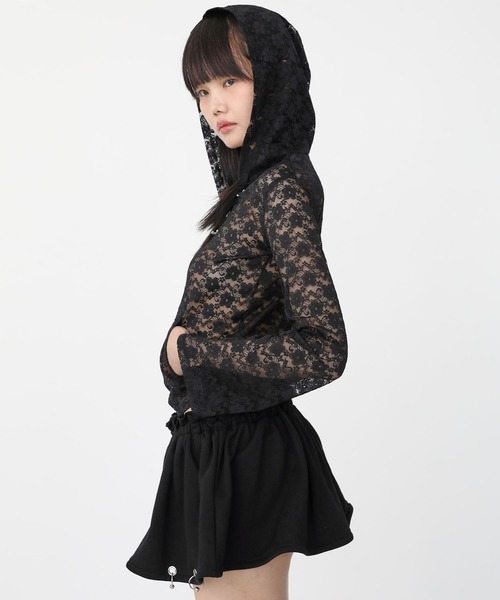 Heart Tattoo(ハートタトゥー)の「lace chain hoodie / レースチェーンフーディ(パーカー・レディース・ホワイト/ブラック・FREE)」の16枚目の写真