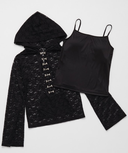 Heart Tattoo(ハートタトゥー)の「lace chain hoodie / レースチェーンフーディ(パーカー・レディース・ホワイト/ブラック・FREE)」の17枚目の写真