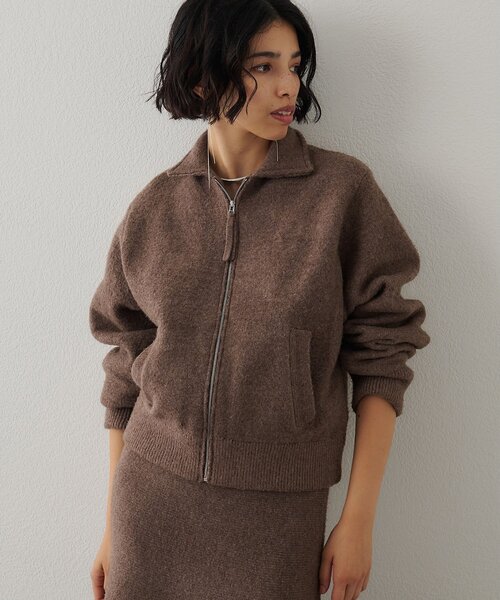 Whim Gazette（ウィムガゼット）の「ニットブルゾン（ブルゾン・レディース・モカ/グレー・FREE）」の12枚目の写真