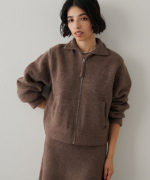 Whim Gazette（ウィムガゼット）の「ニットブルゾン（ブルゾン・レディース・モカ/グレー・FREE）」の4枚目の写真