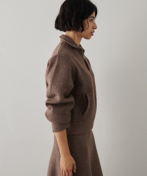 Whim Gazette（ウィムガゼット）の「ニットブルゾン（ブルゾン・レディース・モカ/グレー・FREE）」の9枚目の写真