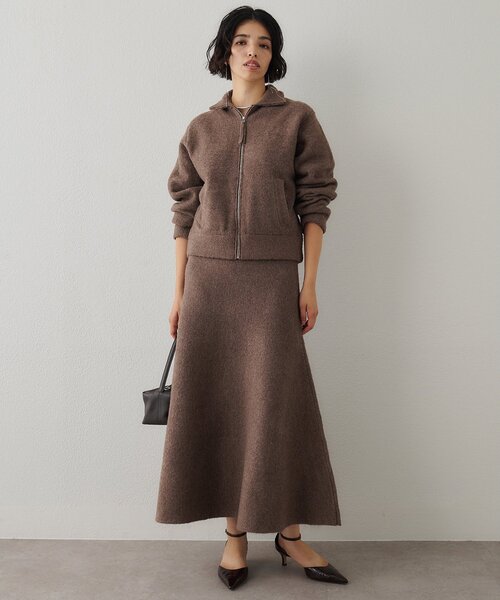 Whim Gazette（ウィムガゼット）の「ニットブルゾン（ブルゾン・レディース・モカ/グレー・FREE）」の3枚目の写真