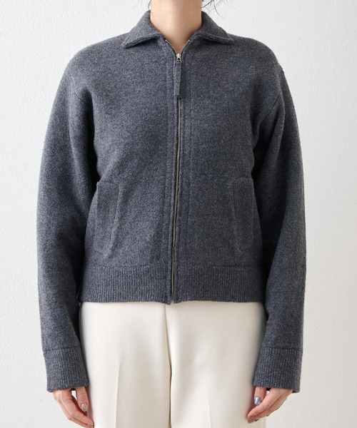 Whim Gazette（ウィムガゼット）の「ニットブルゾン（ブルゾン・レディース・モカ/グレー・FREE）」の15枚目の写真