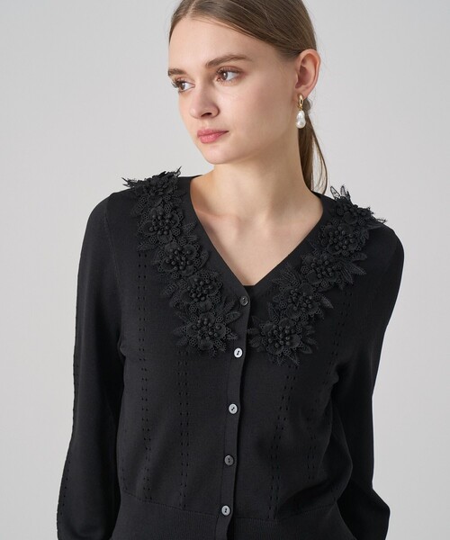 立体フラワーレースV カーディガン（カーディガン/ボレロ）｜ANAYI