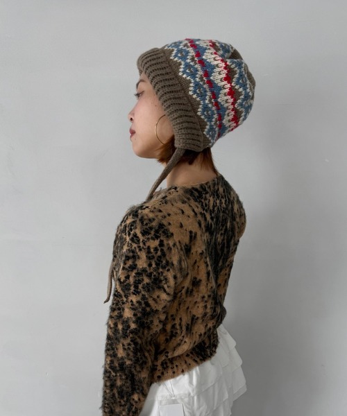 SANSeLF(サンセルフ)の「【SANSeLF】 フェアアイルパターンニットキャップ 厚手リブ saa25a093(ニットキャップ/ビーニー・レディース・マルチ・FREE)」の1枚目の写真
