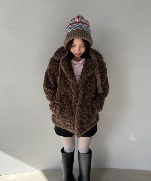 SANSeLF(サンセルフ)の「【SANSeLF】 フェアアイルパターンニットキャップ 厚手リブ saa25a093(ニットキャップ/ビーニー・レディース・マルチ・FREE)」の5枚目の写真