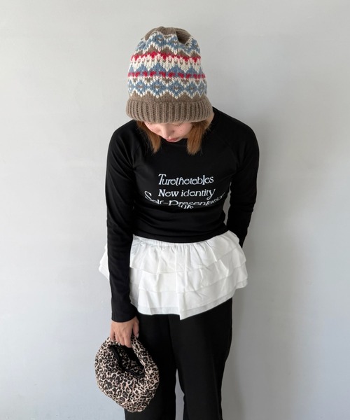 SANSeLF(サンセルフ)の「【SANSeLF】 フェアアイルパターンニットキャップ 厚手リブ saa25a093(ニットキャップ/ビーニー・レディース・マルチ・FREE)」の10枚目の写真