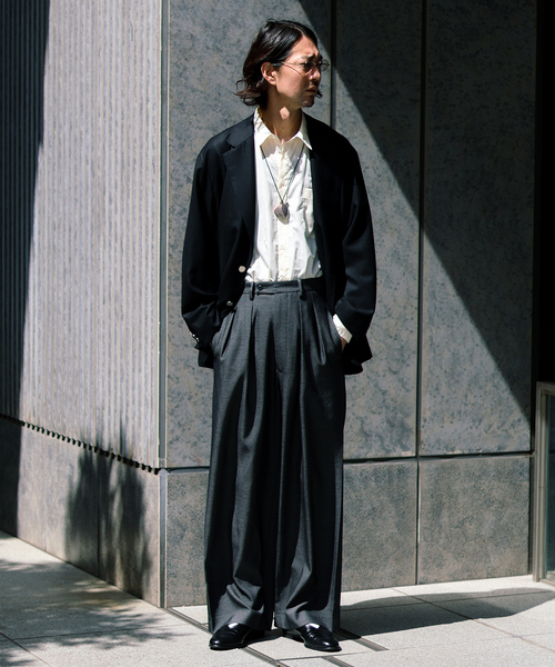 セール】m's braque (エムズ ブラック) TUCK WIDE BUGGY パンツ