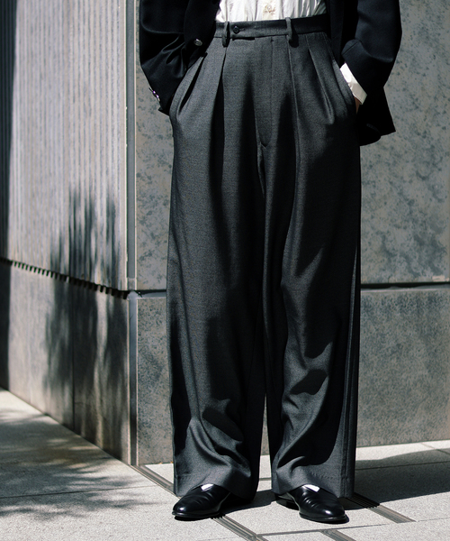 セール】m's braque (エムズ ブラック) TUCK WIDE BUGGY パンツ