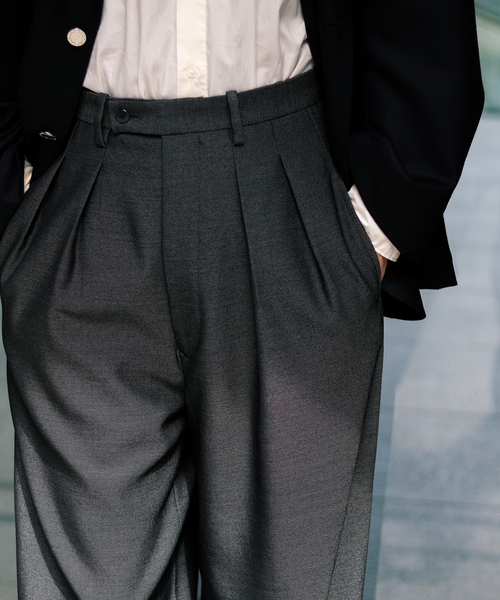 セール】m's braque (エムズ ブラック) TUCK WIDE BUGGY パンツ