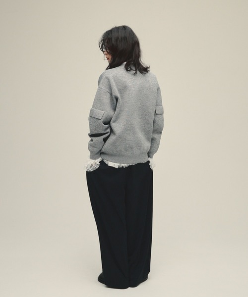 eL（エル）の「【eL】12G Zip Blouson Cardigan/593333（カーディガン/ボレロ・レディース・杢グレー/カーキ・FREE）」の5枚目の写真