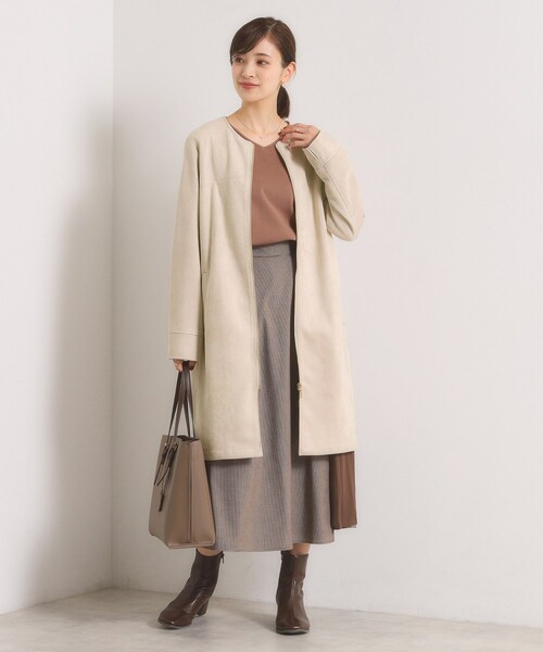 セール】カットスエード調コート（ノーカラーコート）｜ITS'DEMO
