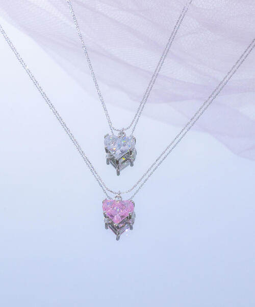 JILL by JILL STUART（ジルバイジルスチュアート）の「◇Cubicハートネックレス（ネックレス・レディース・シルバー/ピンク・FREE）」の14枚目の写真