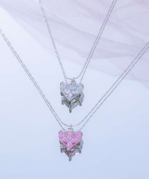 JILL by JILL STUART（ジルバイジルスチュアート）の「◇Cubicハートネックレス（ネックレス・レディース・シルバー/ピンク・FREE）」の5枚目の写真