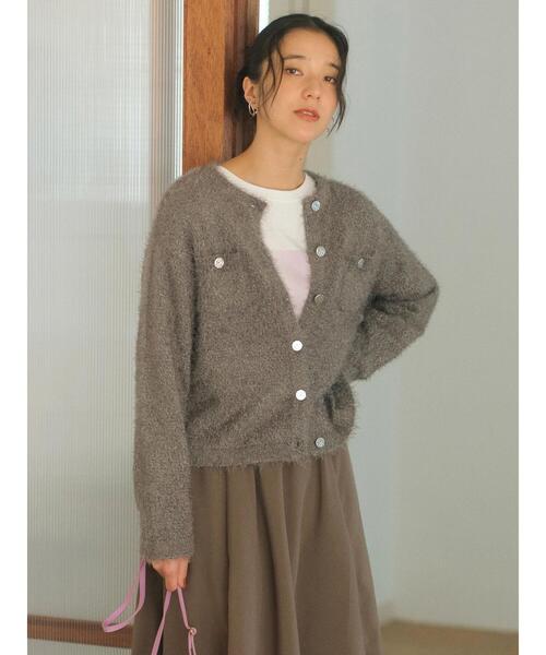 Samansa Mos2 blue(サマンサモスモスブルー)の「フェザーニットカーディガン(カーディガン/ボレロ・レディース・チャコールグレー/モカ/シルバーグレー・F)」の4枚目の写真