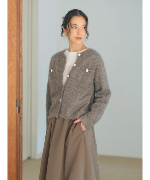 Samansa Mos2 blue(サマンサモスモスブルー)の「フェザーニットカーディガン(カーディガン/ボレロ・レディース・チャコールグレー/モカ/シルバーグレー・F)」の5枚目の写真