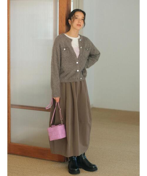 Samansa Mos2 blue(サマンサモスモスブルー)の「フェザーニットカーディガン(カーディガン/ボレロ・レディース・チャコールグレー/モカ/シルバーグレー・F)」の6枚目の写真