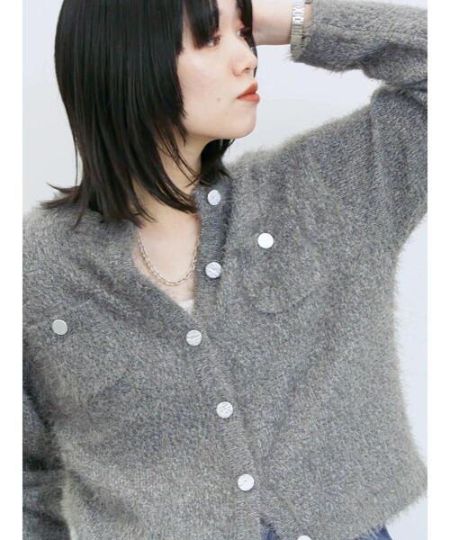 Samansa Mos2 blue(サマンサモスモスブルー)の「フェザーニットカーディガン(カーディガン/ボレロ・レディース・チャコールグレー/モカ/シルバーグレー・F)」の8枚目の写真