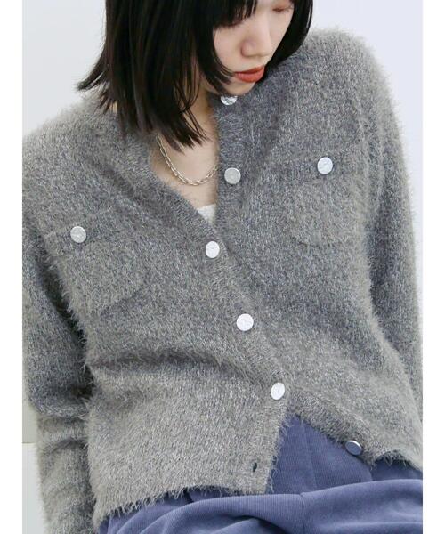 Samansa Mos2 blue(サマンサモスモスブルー)の「フェザーニットカーディガン(カーディガン/ボレロ・レディース・チャコールグレー/モカ/シルバーグレー・F)」の9枚目の写真