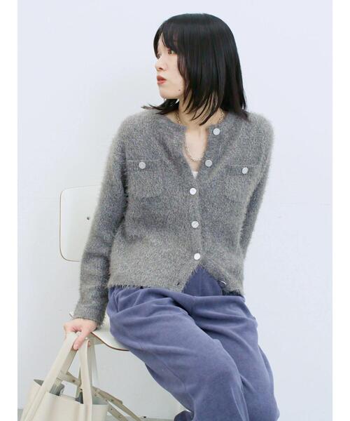 Samansa Mos2 blue(サマンサモスモスブルー)の「フェザーニットカーディガン(カーディガン/ボレロ・レディース・チャコールグレー/モカ/シルバーグレー・F)」の10枚目の写真