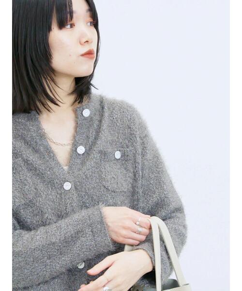 Samansa Mos2 blue(サマンサモスモスブルー)の「フェザーニットカーディガン(カーディガン/ボレロ・レディース・チャコールグレー/モカ/シルバーグレー・F)」の11枚目の写真