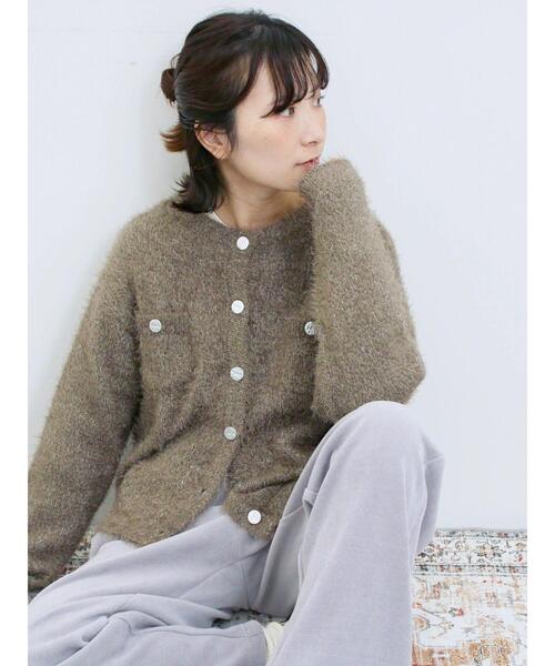 Samansa Mos2 blue(サマンサモスモスブルー)の「フェザーニットカーディガン(カーディガン/ボレロ・レディース・チャコールグレー/モカ/シルバーグレー・F)」の14枚目の写真