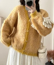 ふわふわモヘア風ボタンカーディガン