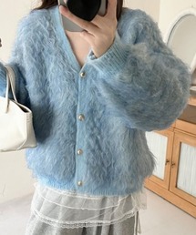 ふわふわモヘア風ボタンカーディガン