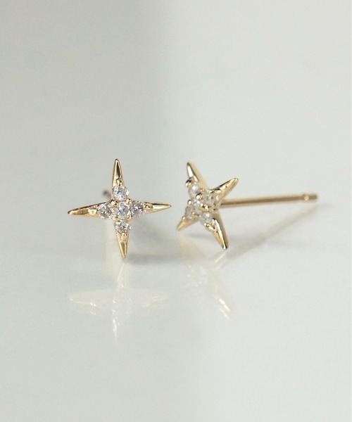 anq.(アンク)の「「anq.」K10・Cross 0.05ct ダイヤモンド ピアス(ピアス(両耳用)・レディース・イエローゴールド・ONESIZE)」の1枚目の写真
