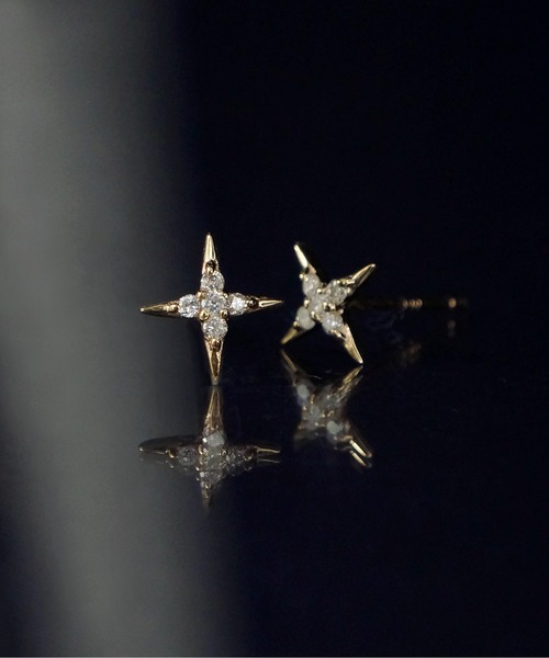 anq.(アンク)の「「anq.」K10・Cross 0.05ct ダイヤモンド ピアス(ピアス(両耳用)・レディース・イエローゴールド・ONESIZE)」の4枚目の写真