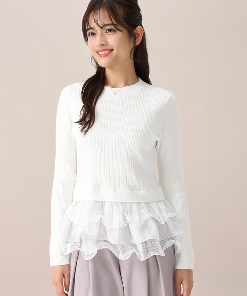 MISCH MASCH(ミッシュマッシュ)の「ペプラムラッフルニット(ニット/セーター・レディース・ブラック/ホワイト・フリ-)」の2枚目の写真