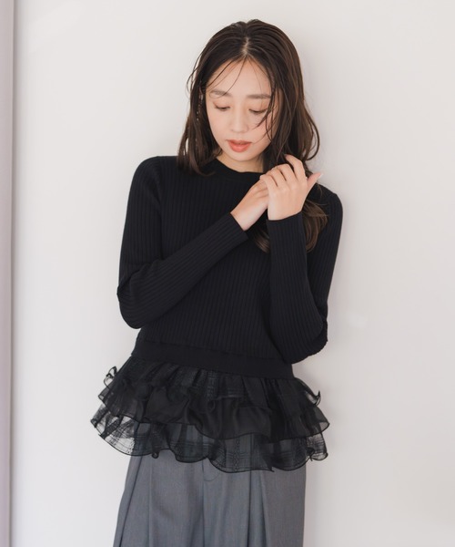ミッシュマッシュ（MISCH MASCH）/2025秋冬新作 ペプラムラッフルニット セール】2025秋冬新作 ペプラムラッフルニット（ニット/セーター