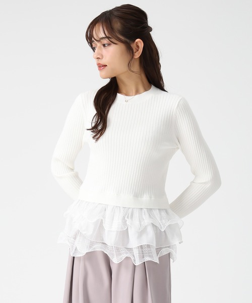 MISCH MASCH(ミッシュマッシュ)の「ペプラムラッフルニット(ニット/セーター・レディース・ブラック/ホワイト・フリ-)」の3枚目の写真
