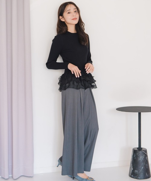 セール】2025秋冬新作 ペプラムラッフルニット（ニット/セーター