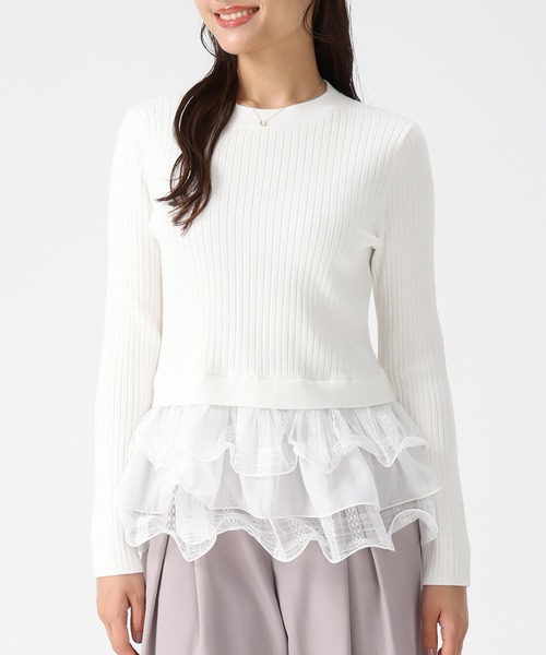 MISCH MASCH(ミッシュマッシュ)の「ペプラムラッフルニット(ニット/セーター・レディース・ブラック/ホワイト・フリ-)」の19枚目の写真