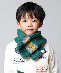 BeBe（ベベ）の「【お揃い】ケーブル編みライン配色ニットマフラー（マフラー・キッズ）」