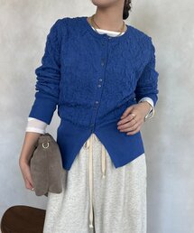 DouDou | 【WEB限定】フクレジャガードクルーネックカーディガン(カーディガン/ボレロ)