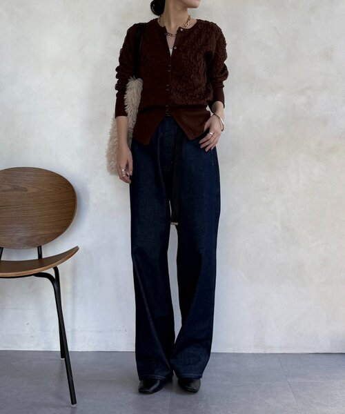 DouDou（ドゥドゥ）の「【WEB限定】フクレジャガードクルーネックカーディガン（カーディガン/ボレロ・レディース・アイボリー/ブルー/ブラウン・FREE）」の16枚目の写真