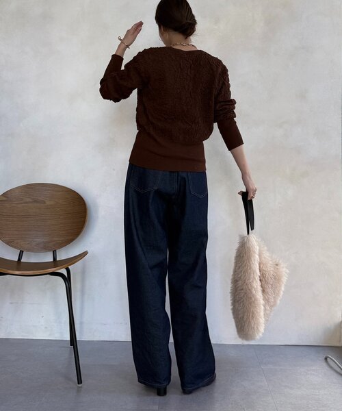 DouDou（ドゥドゥ）の「【WEB限定】フクレジャガードクルーネックカーディガン（カーディガン/ボレロ・レディース・アイボリー/ブルー/ブラウン・FREE）」の17枚目の写真