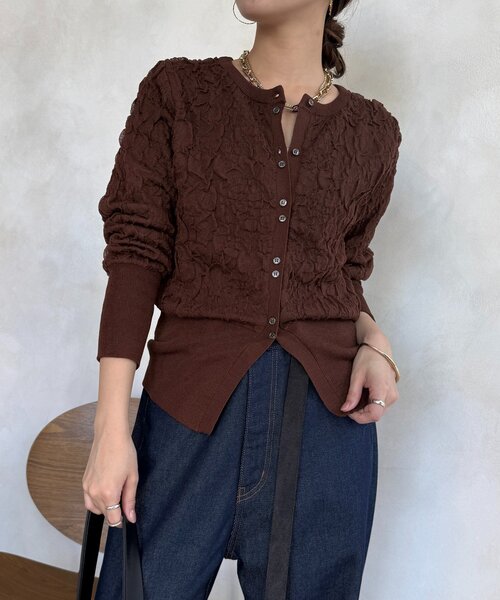 DouDou（ドゥドゥ）の「【WEB限定】フクレジャガードクルーネックカーディガン（カーディガン/ボレロ・レディース・アイボリー/ブルー/ブラウン・FREE）」の21枚目の写真