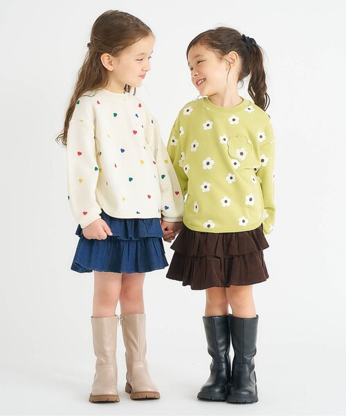 apres les cours（アプレレクール）の「【スカッツ】ティアードインパンツ付きスカート_ジュニア対応（スカート・キッズ・インディゴブルー/ブラウン/ピンク・140/130/120/110/100/90/80）」の7枚目の写真