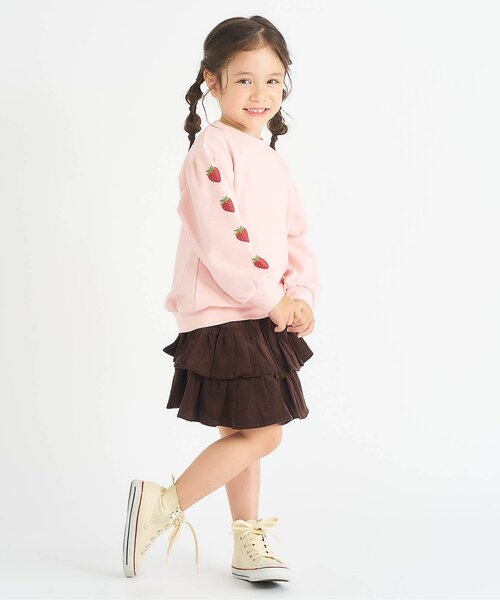 apres les cours（アプレレクール）の「【スカッツ】ティアードインパンツ付きスカート_ジュニア対応（スカート・キッズ・インディゴブルー/ブラウン/ピンク・140/130/120/110/100/90/80）」の8枚目の写真