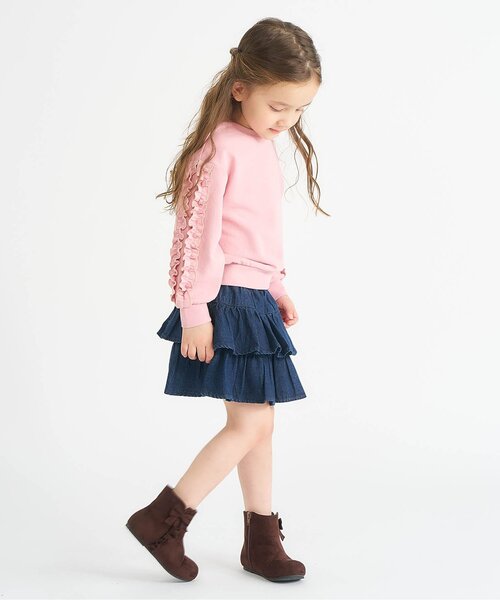 apres les cours（アプレレクール）の「【スカッツ】ティアードインパンツ付きスカート_ジュニア対応（スカート・キッズ・インディゴブルー/ブラウン/ピンク・140/130/120/110/100/90/80）」の13枚目の写真