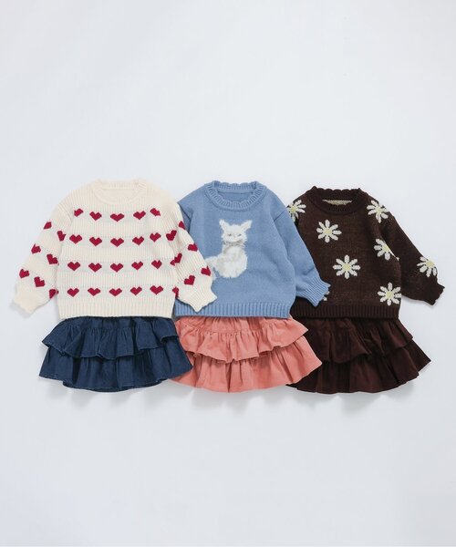 apres les cours（アプレレクール）の「【スカッツ】ティアードインパンツ付きスカート_ジュニア対応（スカート・キッズ・インディゴブルー/ブラウン/ピンク・140/130/120/110/100/90/80）」の20枚目の写真