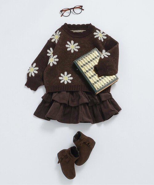 apres les cours（アプレレクール）の「【スカッツ】ティアードインパンツ付きスカート_ジュニア対応（スカート・キッズ・インディゴブルー/ブラウン/ピンク・140/130/120/110/100/90/80）」の22枚目の写真