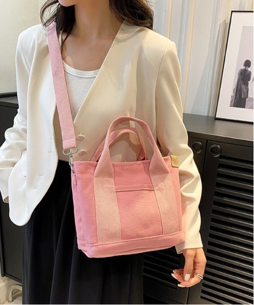 BACKYARD FAMILY(バックヤードファミリー)の「ショルダーバッグ ミニトート 2way 仕切り付き yhcbag5115(ショルダーバッグ・レディース・ライトグレー/ピンク/ベージュ/ミント/ホワイト/ネイビー/ブラウン/ブラック・FREE)」の9枚目の写真